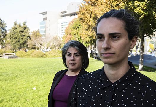 Two people on a field