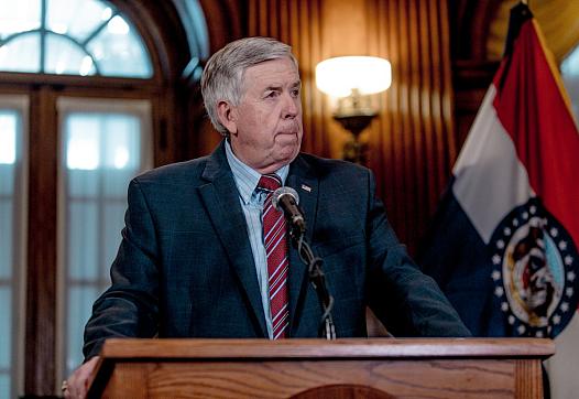 Missouri Gov. Mike Parson at a news conference in Jefferson City in May 2019.