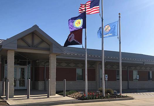 Choctaw Nation's tribal police headquarters in Durant, Okla. The tribal nation hired a mental health liaison to work between the