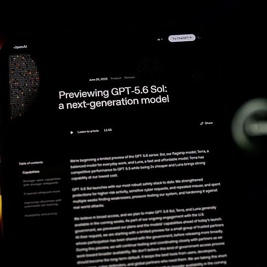 A computer screen displays information on the latest ChatGPT model.