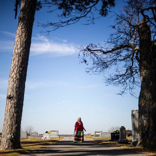 Patti Jo King visits the Tahlequah Cemetery near her home in Tahlequah, Oklahoma. 