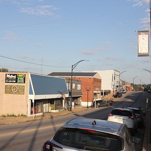 Cars line in a street