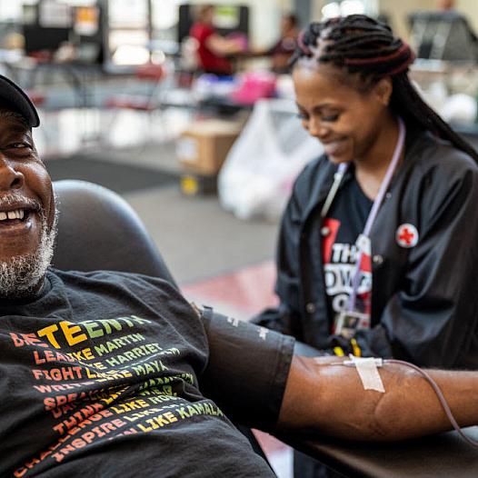 A person donating blood