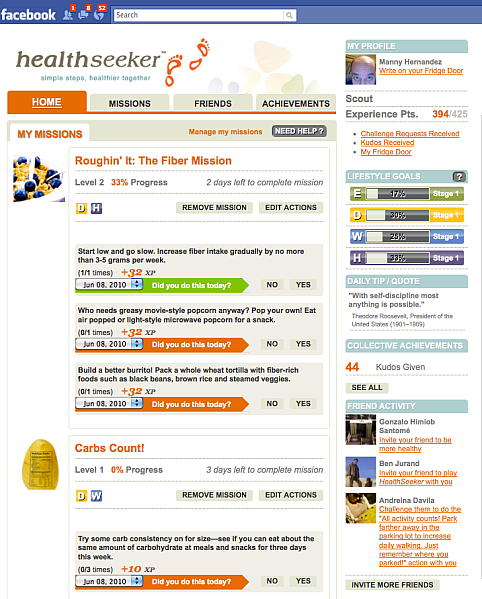 HealthSeeker Home page