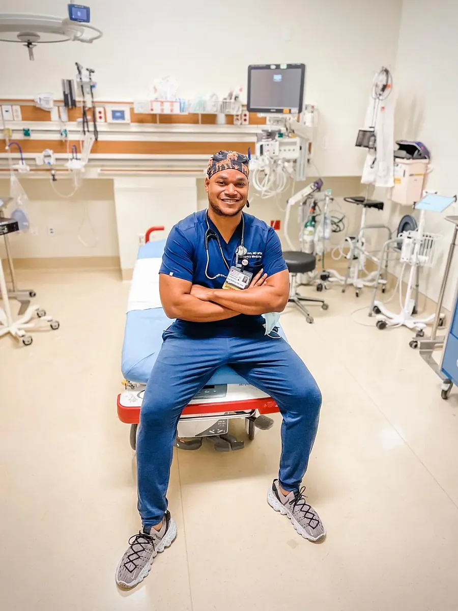 A doctor sitting 