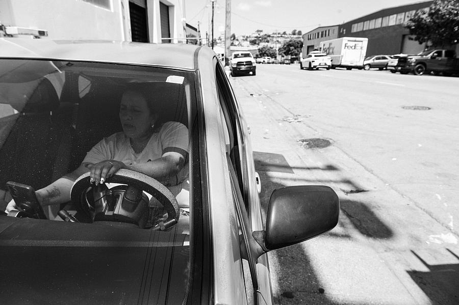 woman in a car