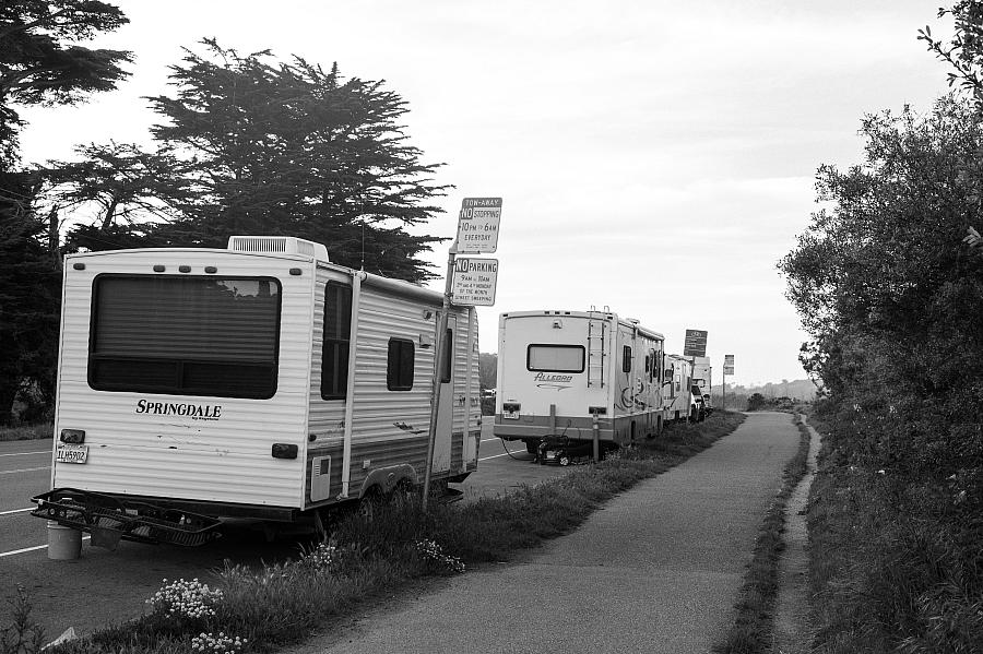 a rown of RVs