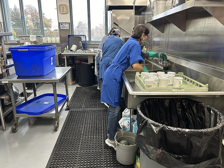 a person in a kitchen