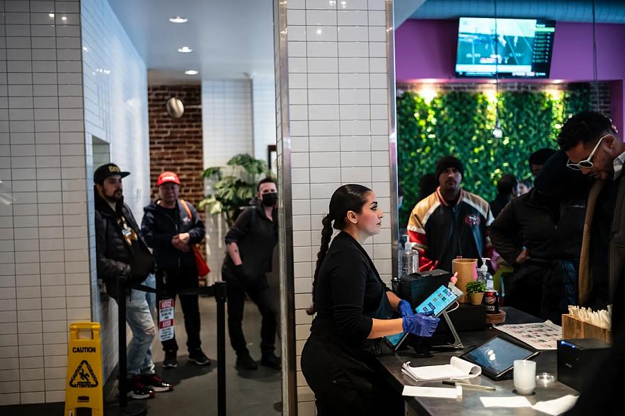 a woman at a counter