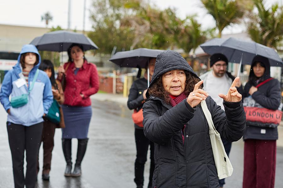 California Fellow visit Wilmington, California on field trip on a rainy day.