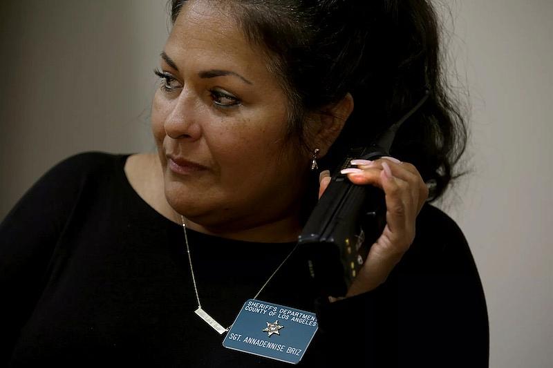 Lieutenant listening to a radio call