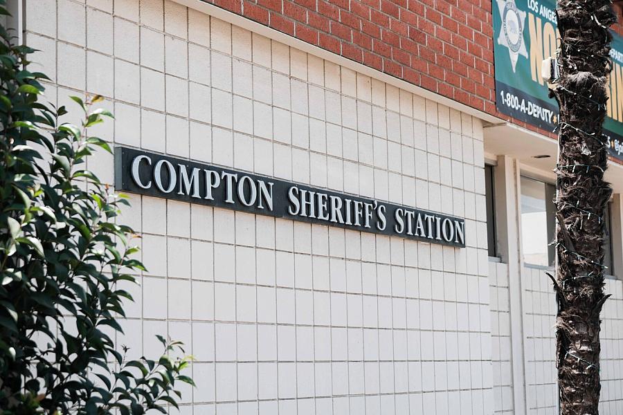The sign outside of LASD’s Compton station on Willowbrook Avenue. 