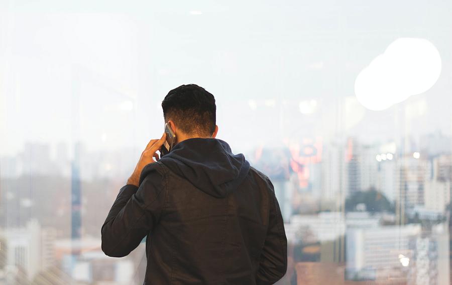 A person talking on a phone