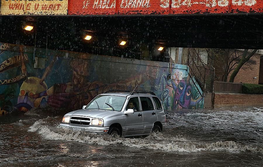 A car in the flood 