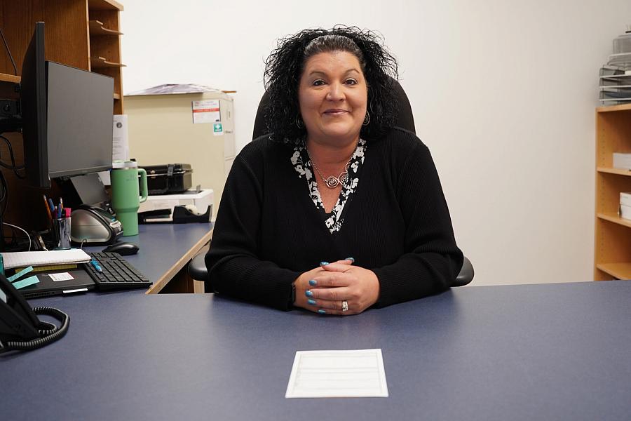 Person seated at a desk