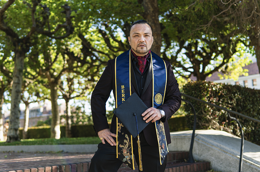 man in graduation attire