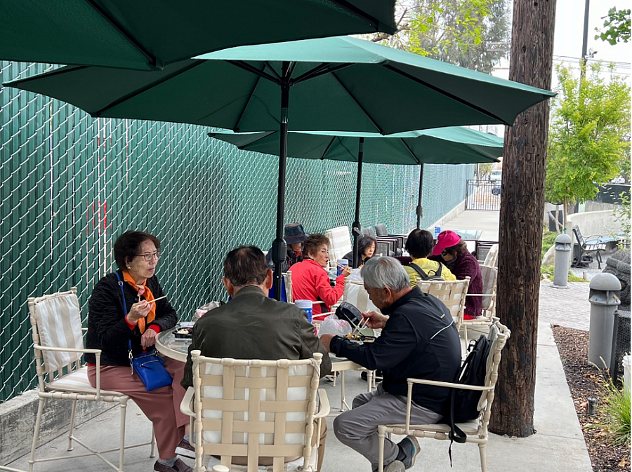 A group of people having lunch