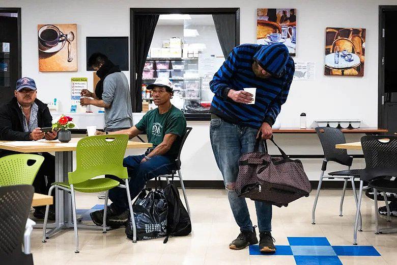 A homeless man in resource center.