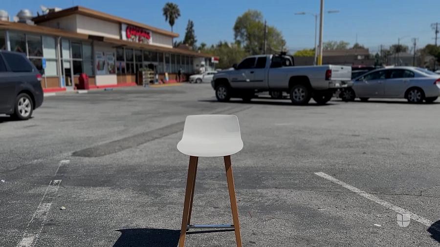 chair in a parking lot