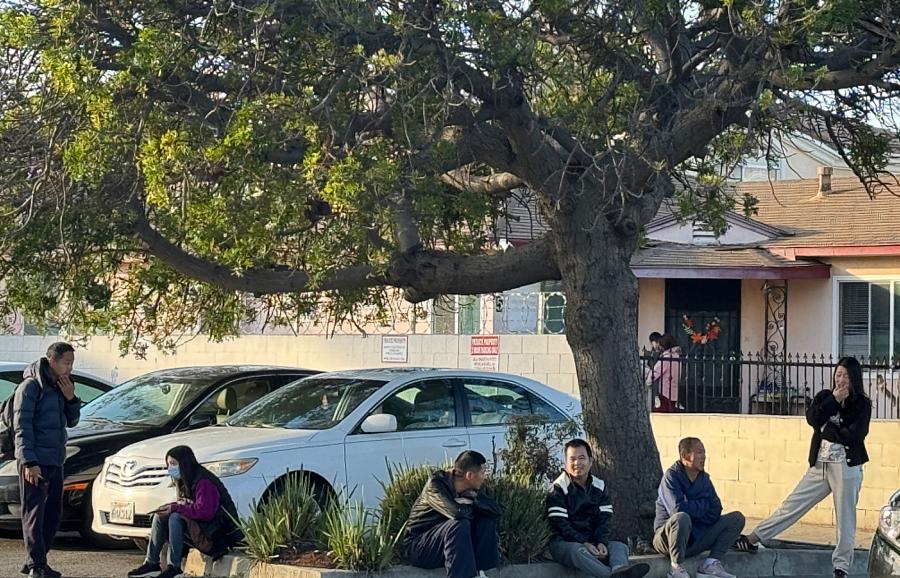 Chinese migrants at DingPangZi Square in Monterey Park