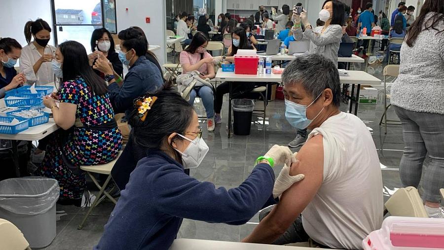 A vaccination clinic for the Burmese community on April 3 in El Monte, California.