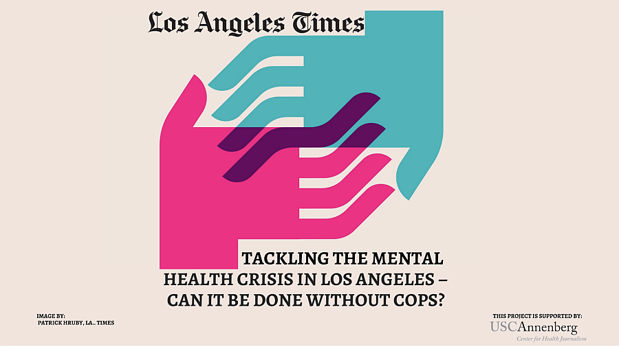 Design with "Tackling the Mental Health Crisis in Los Angeles - Can it be done without Cops?" Written on it