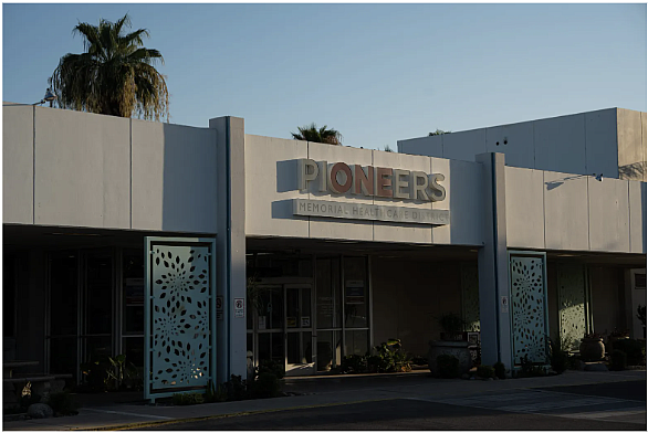 Building with "Pioneers" sign