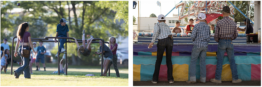 Left: children in a playground, Right: Children at a carnival