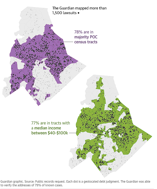 Map with areas highlighted in green and purple 