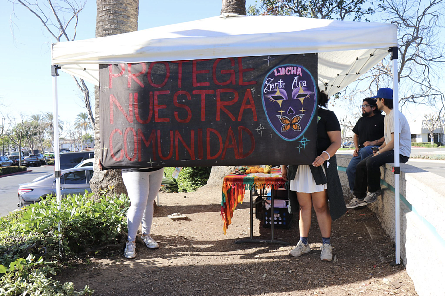 Lucha Santa Ana hub at one Home Depot in Los Angeles hands out essentials to workers. 