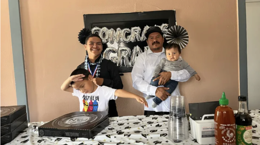 José with his children, Alex, Jose Jr., and Joaquin celebrating Alex’s graduation. 
