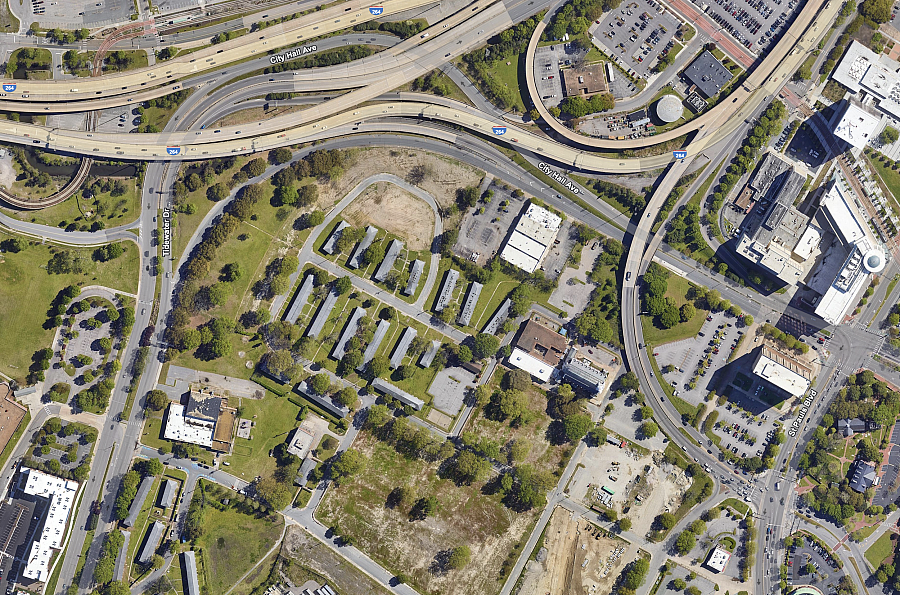 aerial view of interconnected highways