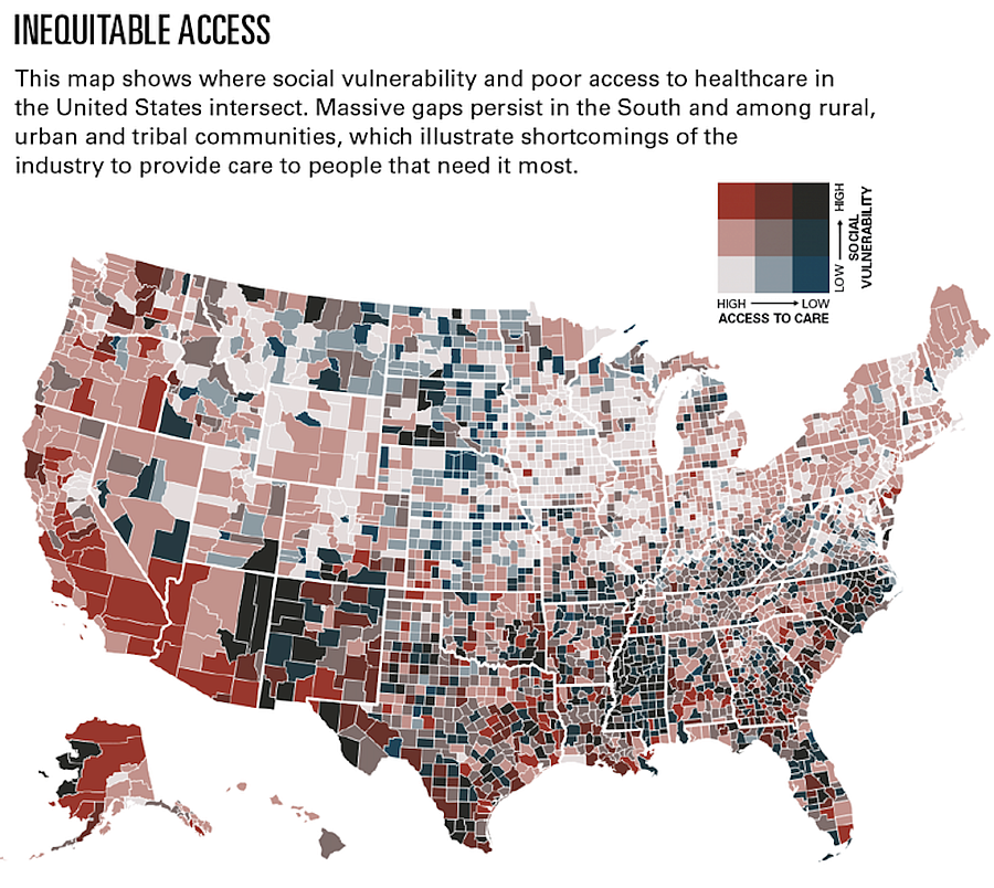 A map showing social vulnerability Index