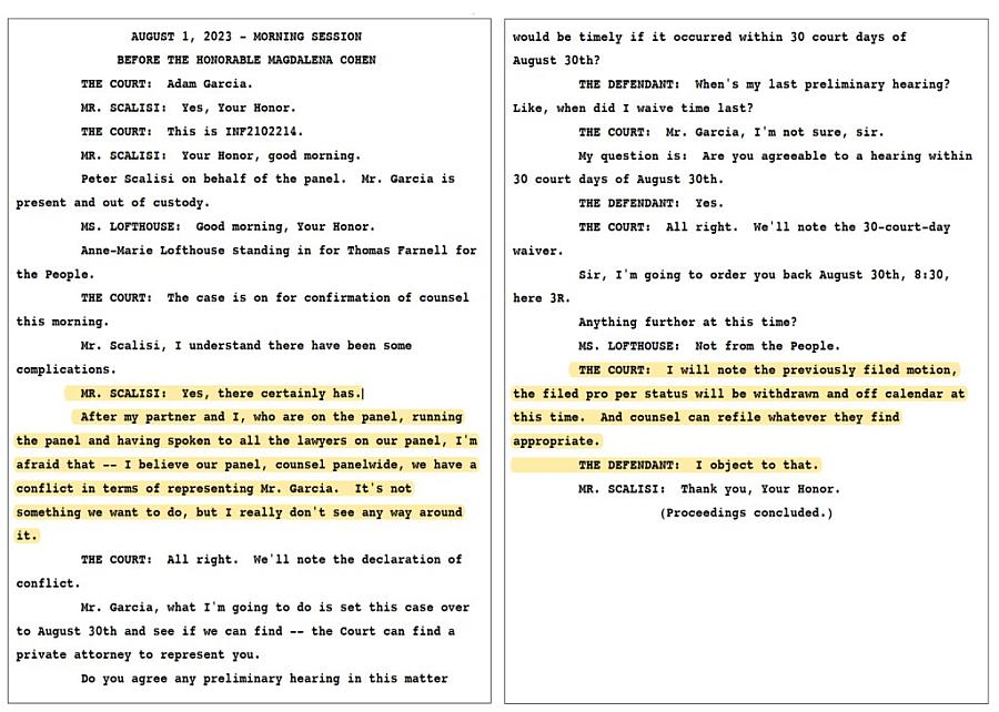Image of court transcripts