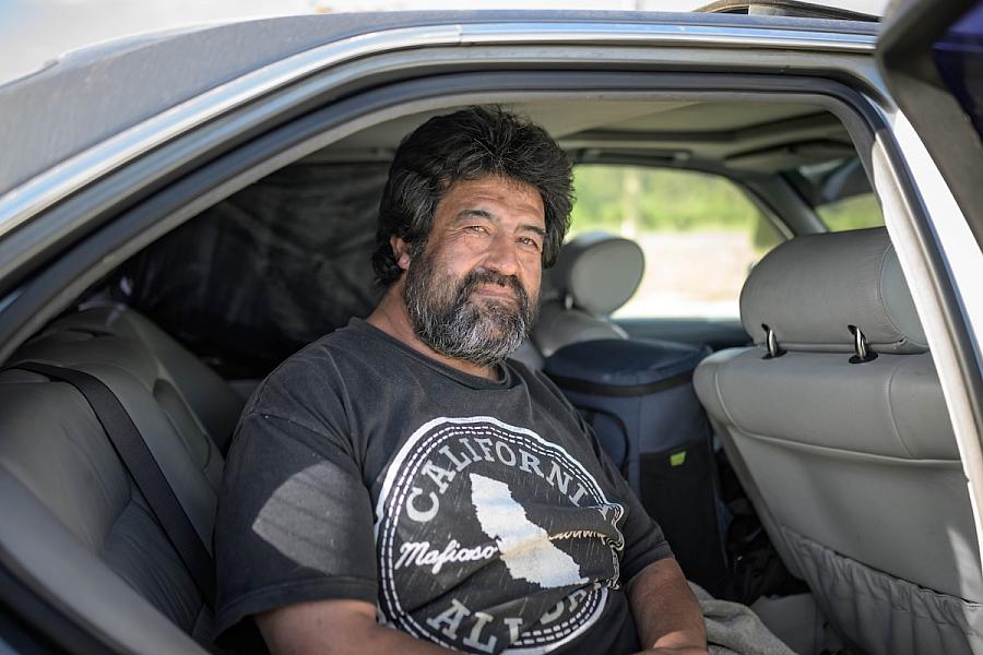 Person sitting in a car