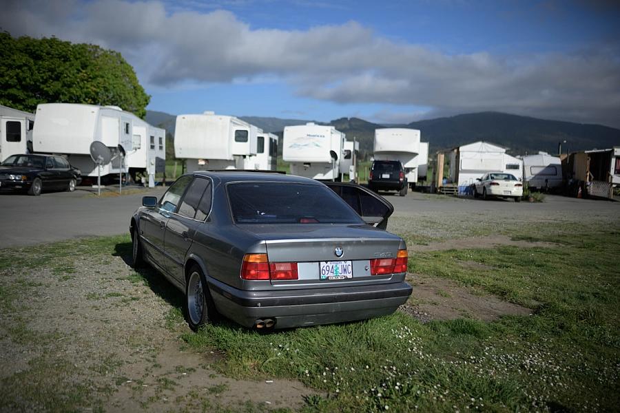 Car in a trailer park