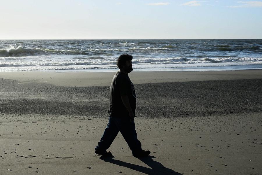 Person walking on a beach