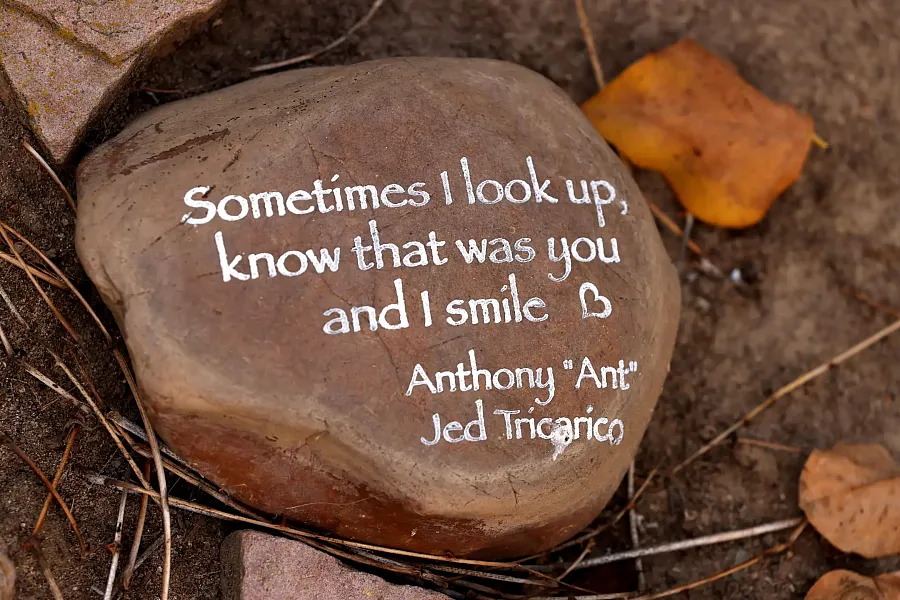 A rock with text on it