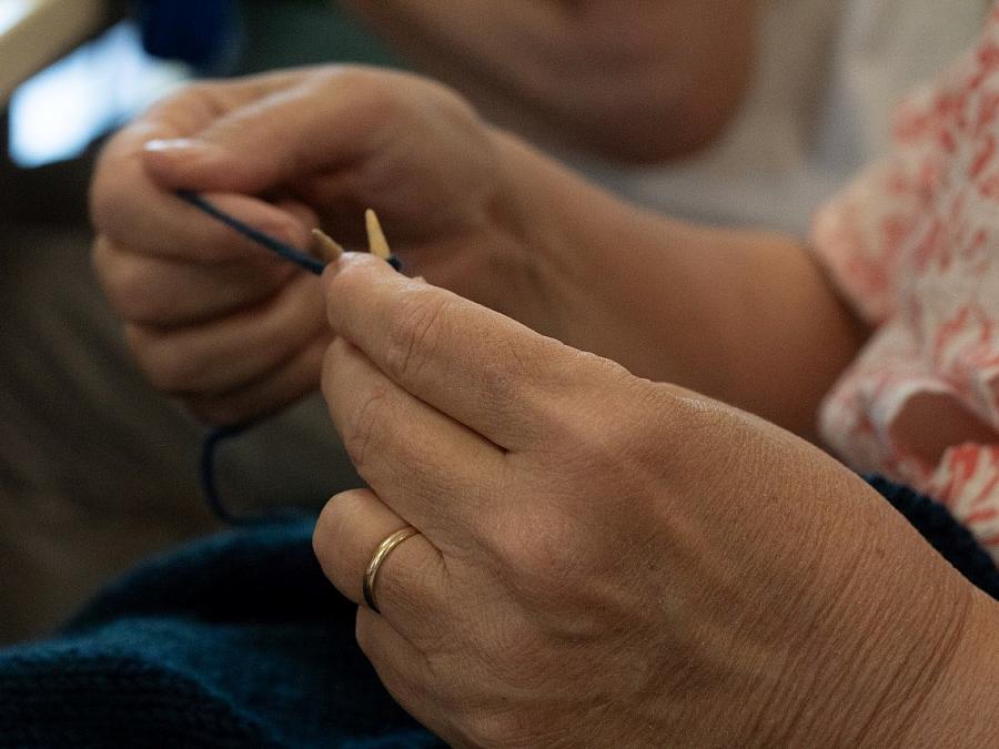 Person knitting