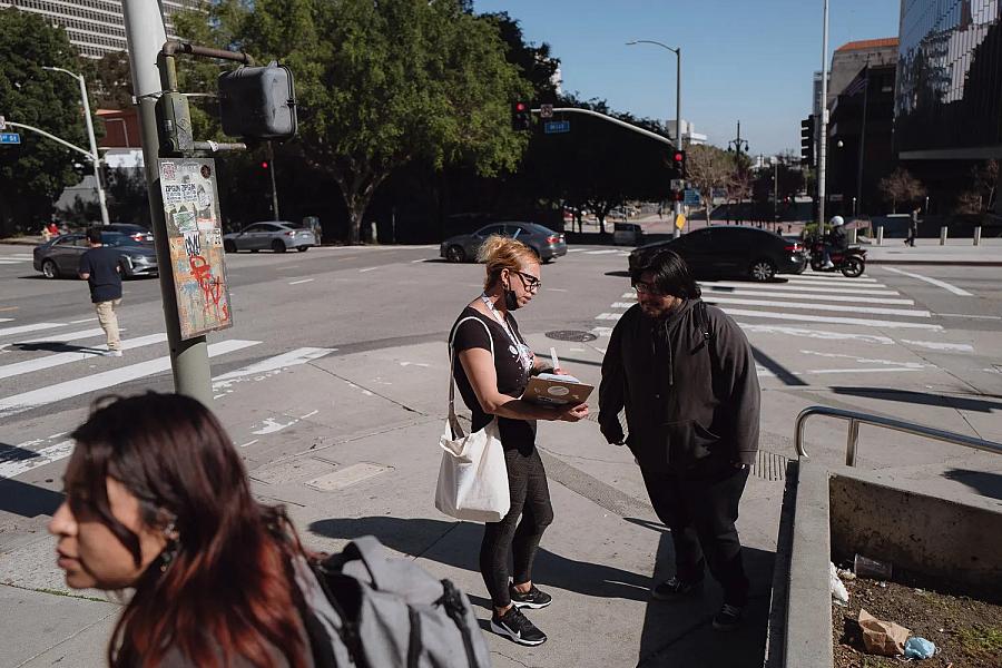 People on sidewalk