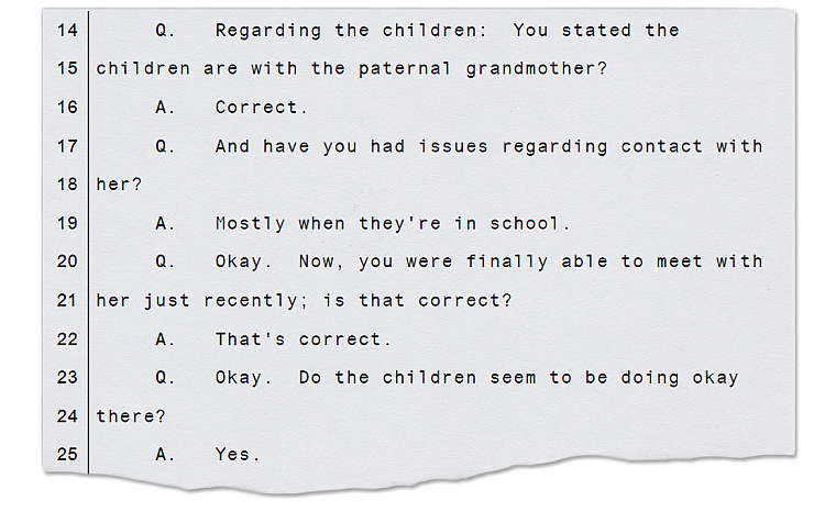 A transcript of a court hearing