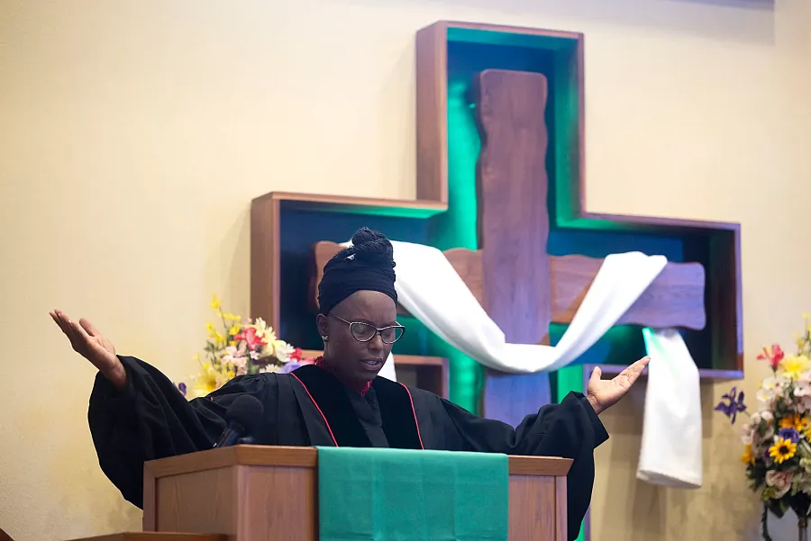 A person giving sermon