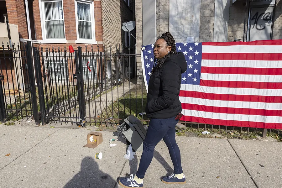 A person walking on a street