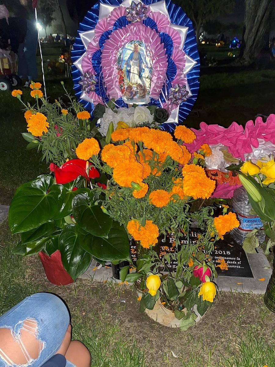 flowers at a memorial