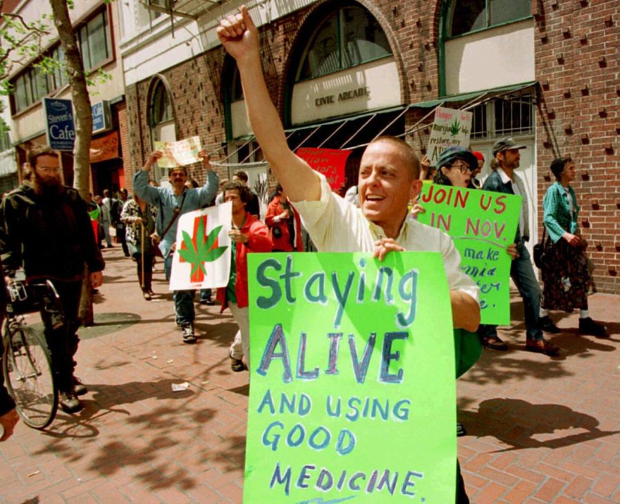 Californians for Compassionate Use marches in support of the medical marijuana initiative on April 24, 1996 in San Francisco. | Lacy Atkins/AP Photo