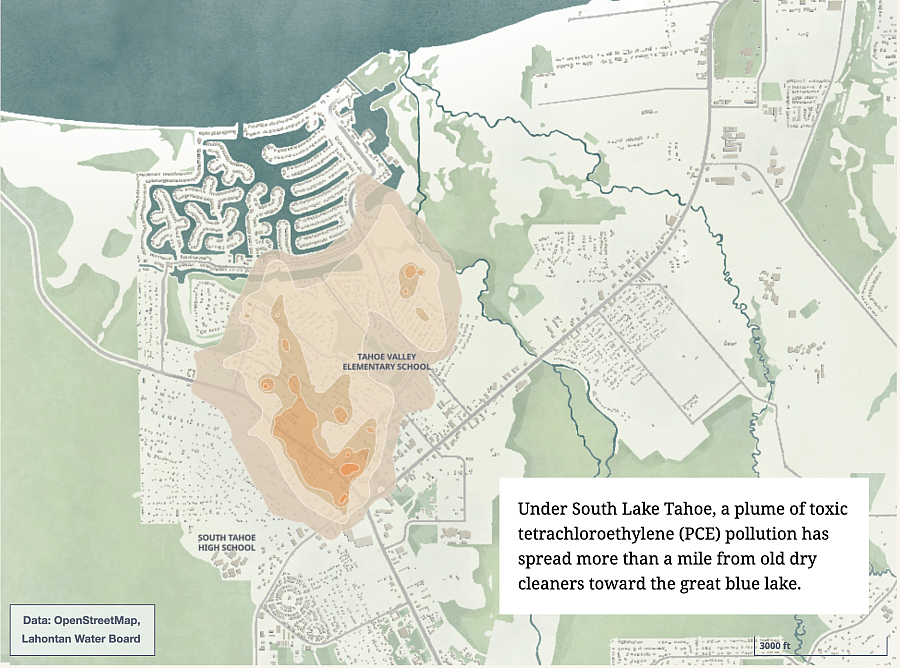 A map of Lake Tahoe Shore