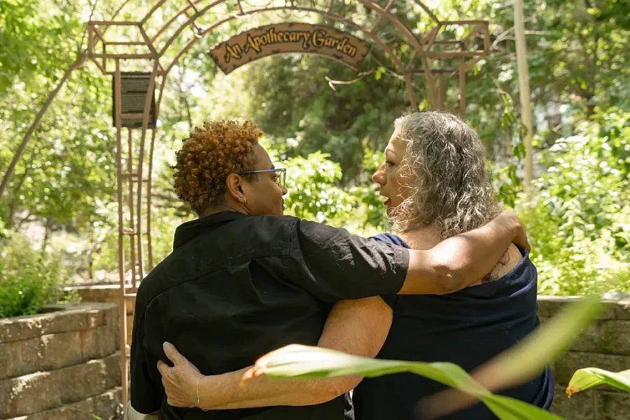 Two people embracing