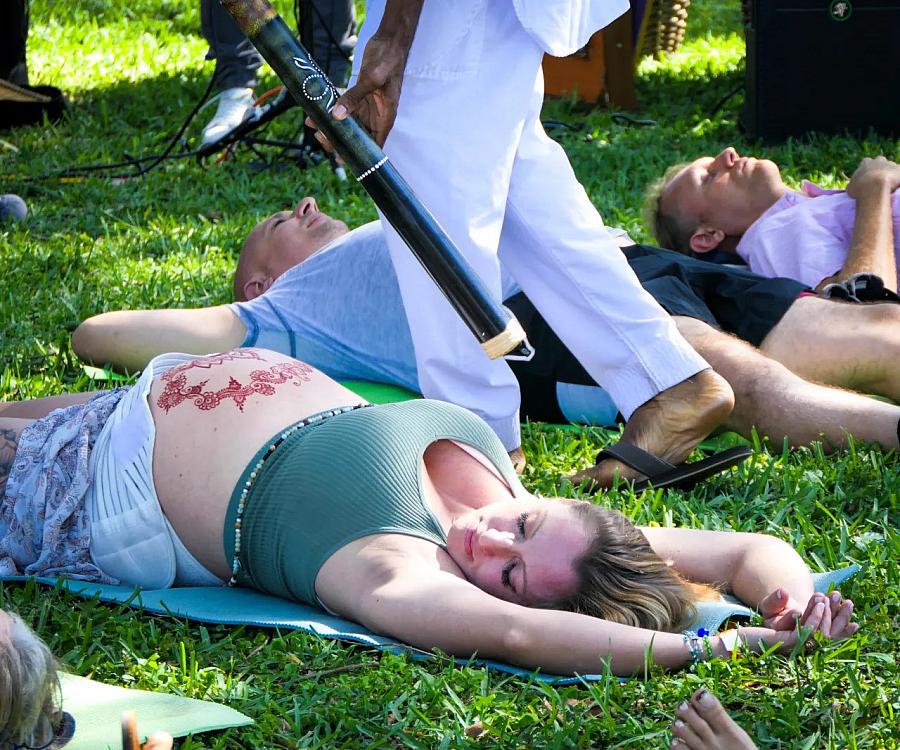 Person lying on grass