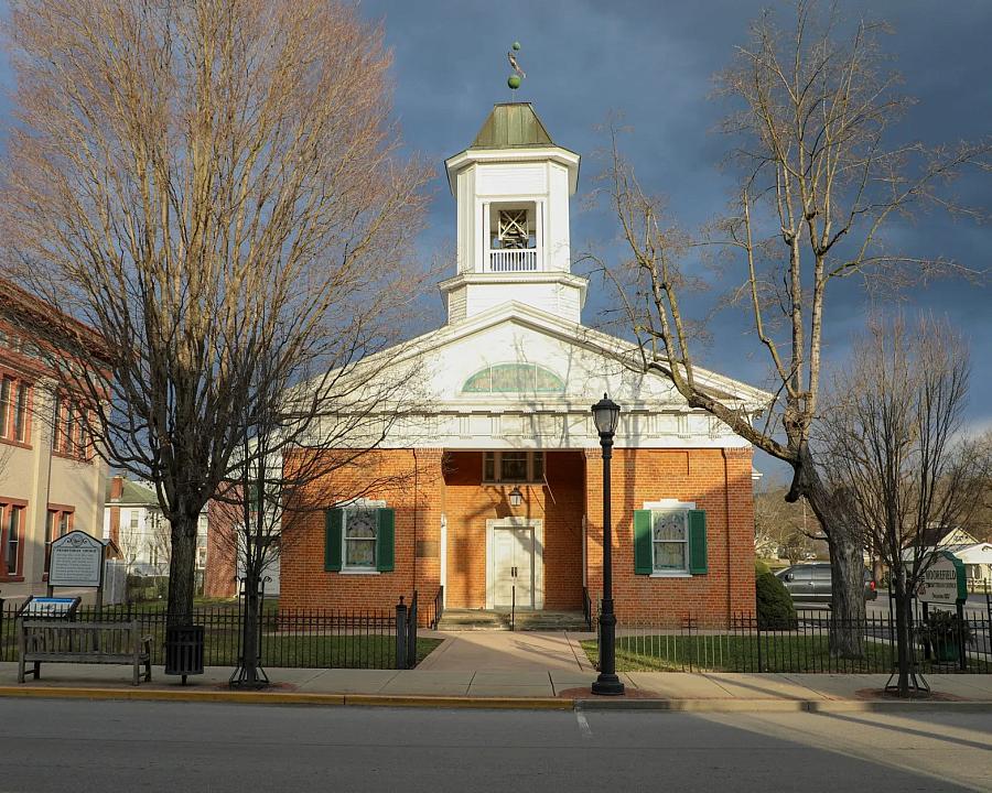 church surrounded by trees