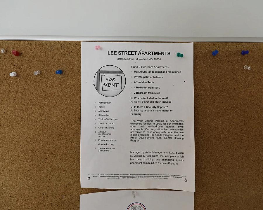 Bulletin board with listing